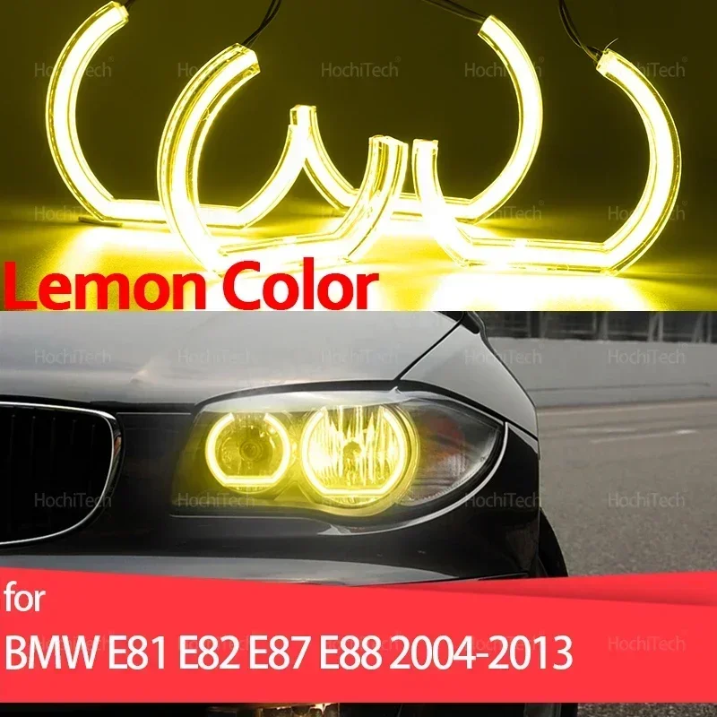 

Для BMW 1 серии E81 E82 E87 E88 04-13 Галогенные фары дневного света DRL Angel Eyes LED CSL Стиль Лимонно-желтый комплект колец фар