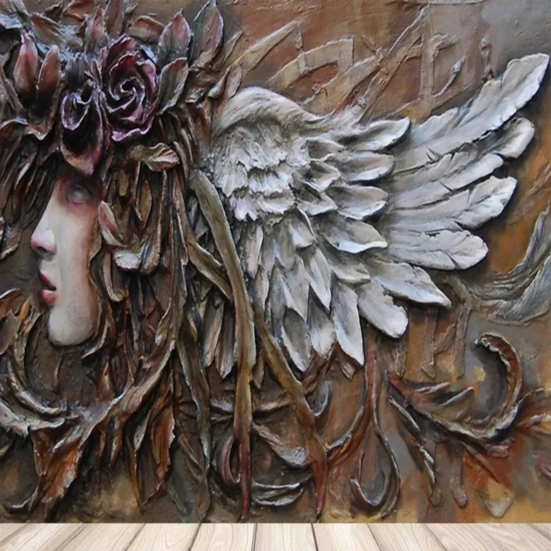 Customized Mural Wallpaper 3D Relief Angel Figure Painting Cafe European Living room sofa TV background wall bedroom restaurant