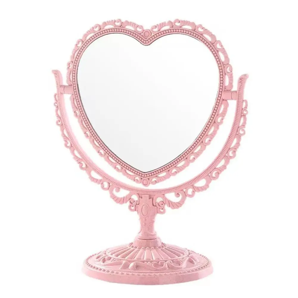 Miroir de maquillage double face rétro de style européen, miroir cosmétique naren forme de cœur, haute définition IQUE Mirror Girl