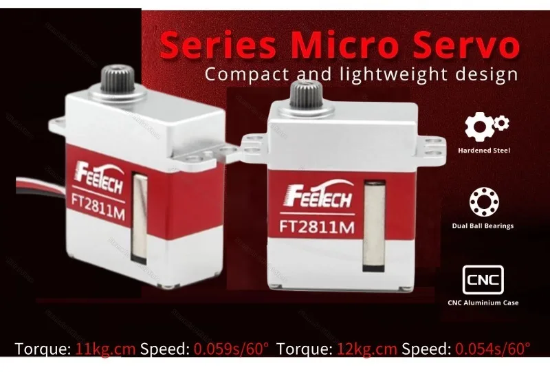 Feetech FT2811M 8.4V 12kg Coreless 0.054s HV Full Metal 180 Angle Digital Servo For TRX4MT trx4m 1/18 RC Car Crawler Airplane