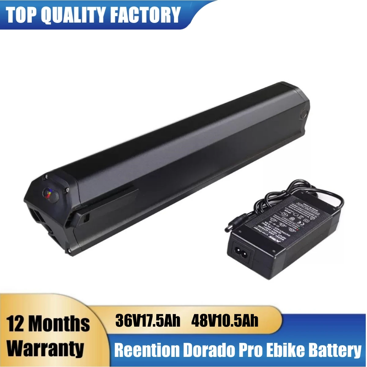 Rechargeable Reention Dorado Pro Lithium Battery for Electric Bike 36V 10.4Ah 14Ah 17.5Ah 48V Akku Inframe Li-ion Battery