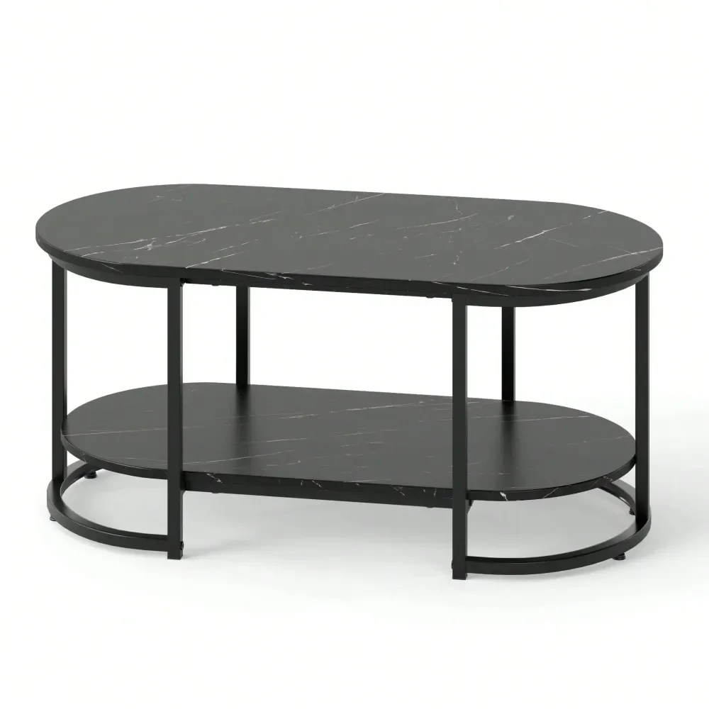 

Marble Coffee Table Modern 2Tier Center Table With Open Storage Shelf Marble Pattern