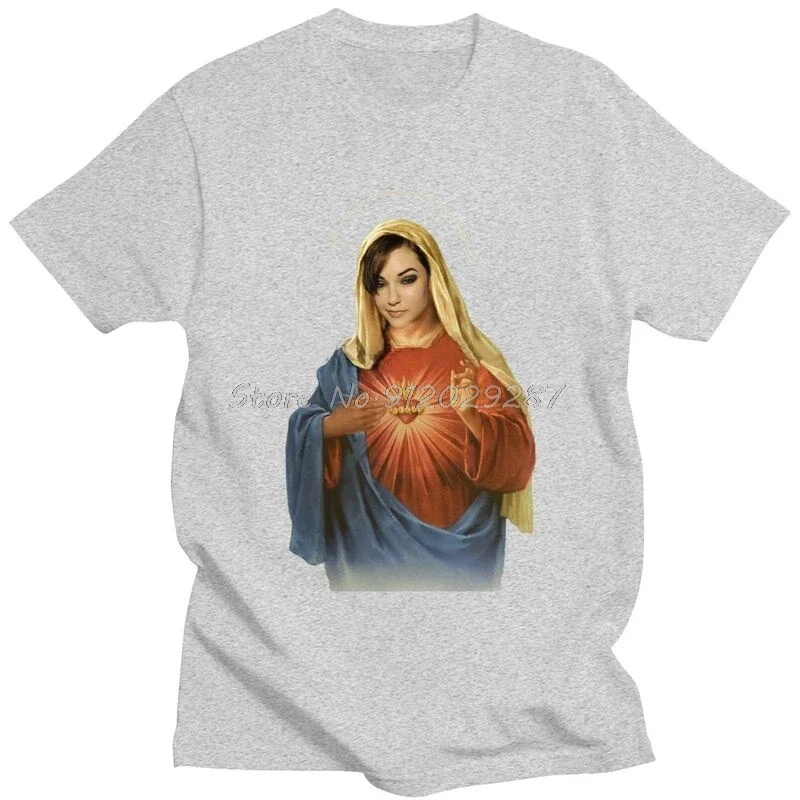 Sasha Grey Men T Shirt Pre-shrunk Cotton Tees Holy Mother Mary Tshirts Short Sleeve Novelty Streetwear Fashion T-shirt Clothing