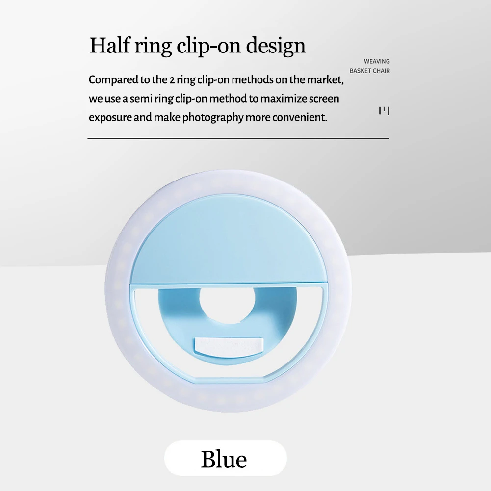 ไฟวงแหวนเซลฟี่ LED สำหรับโทรศัพท์มือถือเลนส์เซลฟี่สำหรับ iPhone Samsung Xiaomi Huawei