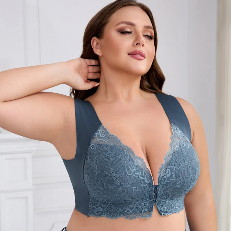 Ross Border engorde y sujetador de talla grande con chaleco fino con hebilla frontal para mujer, fruncido con parte de atrás bonita y arreglo de hebilla frontal