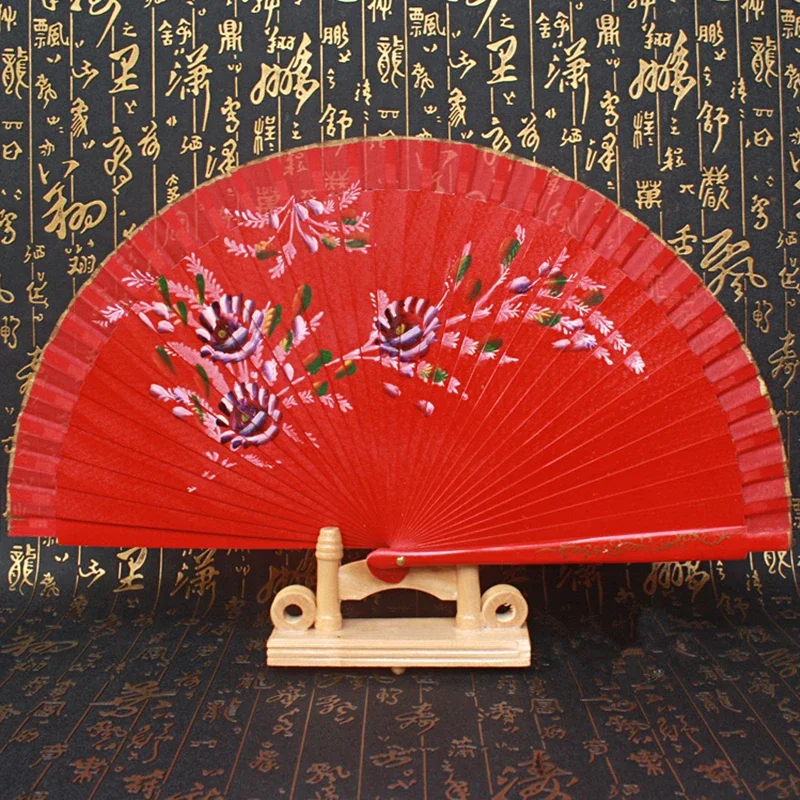High Quality Folding Fan Hand-Painted Hand Fans Home Party Wedding Decoration Wooden Dance Performance Accessories