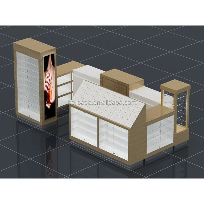 Custom, Elegant Perfume Store Display Cabinet Aroma Display Showcase Design Shopping Center Perfume Kiosk Booth with Led