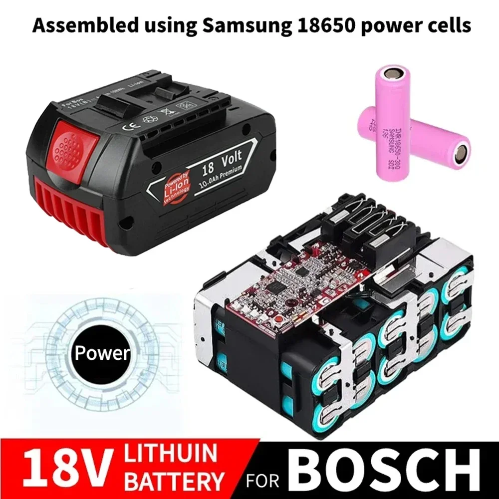 BAT610G+AL1820CV for Bosch battery professional 18V 6.0AH Li-ion battery replacement with LED & charger 14.4V-18V