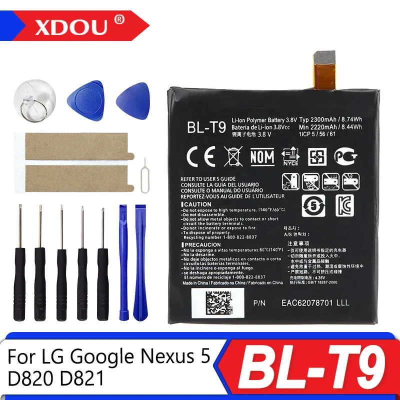 

Сменный аккумулятор BL-T9 2300 мАч для LG Google Nexus 5 D820 D821 Nexus5 T9 BLT9, аккумуляторы для мобильных телефонов + инструменты