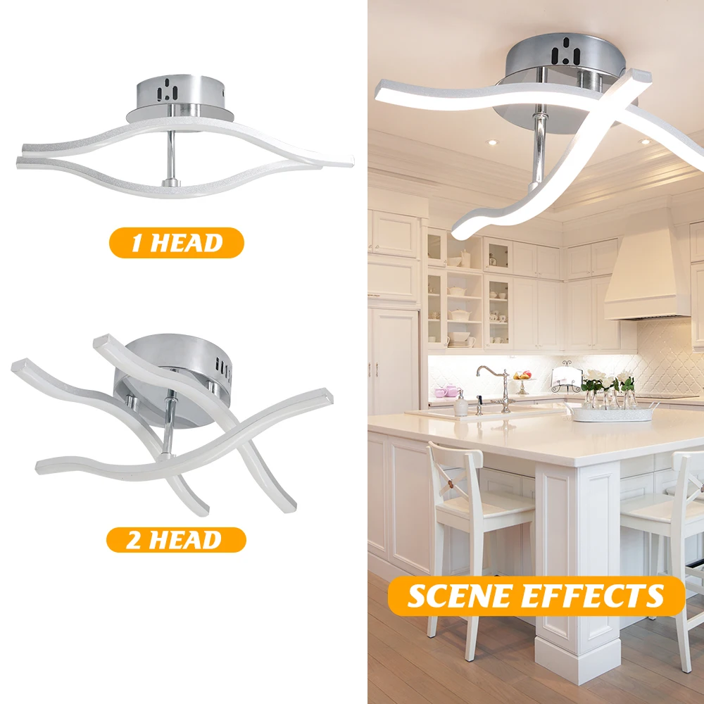 Luz de techo LED ondulada, iluminación colgante de aluminio, iluminación interior, candelabro, lámpara de techo para dormitorio, balcón, pasillo, luz de moda