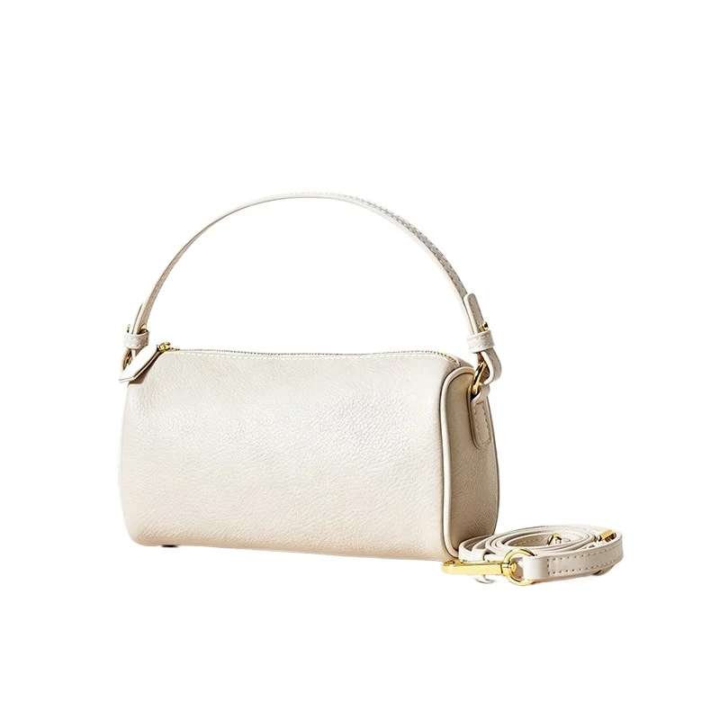 Minimalist Elegant Everyday Shoulder Bag for Women Solid Color Genuine Leather Adjustable Convertible Crossbody Strap Luxury