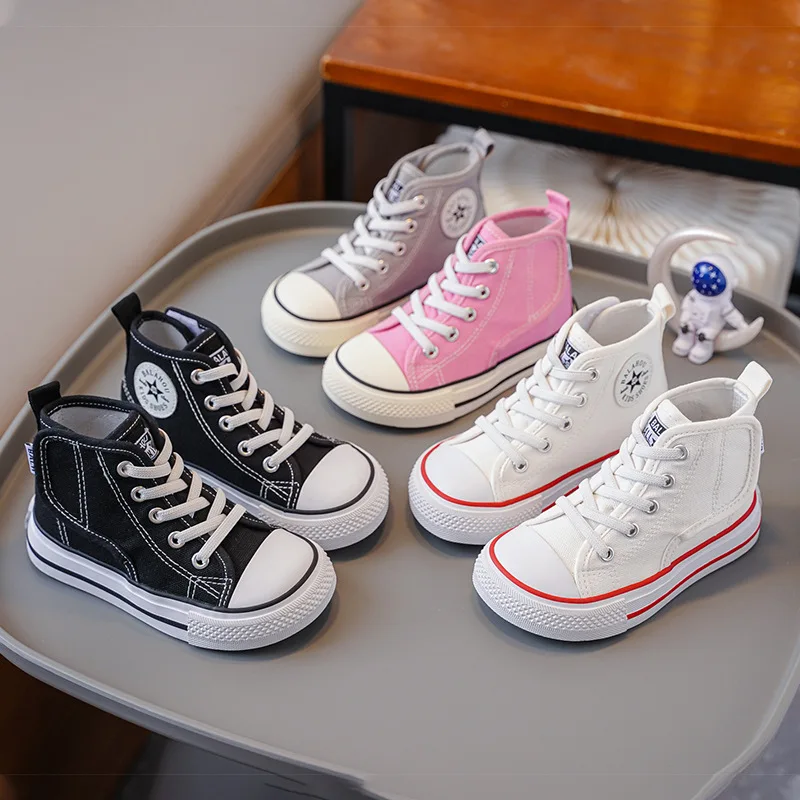 Low High Top Kids Canvas Shoes Children's Sports Sneakers Toddlers Boys Girls Casual Walking Board Shoes Teen Prewalker Footwear