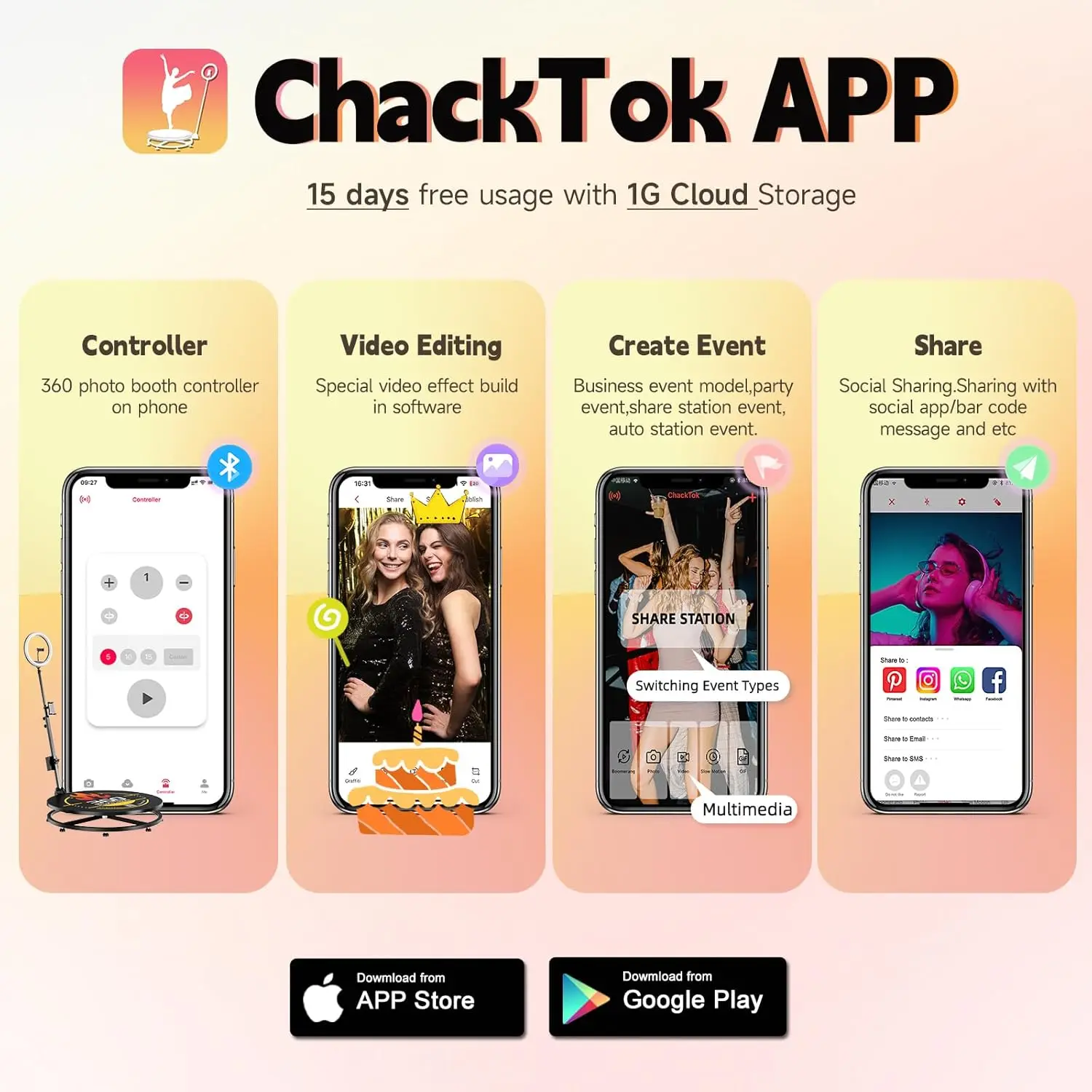 كابينة تصوير CHACKTOK 360 للحفلات |   كاميرا دوارة مع التحكم في التطبيق وتخصيص الشعار |   جهاز التحكم عن بعد التلقائي