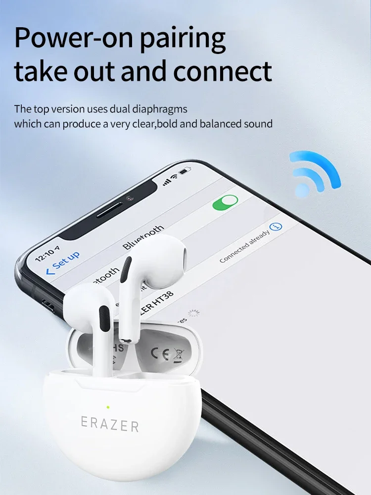Original Lenovo ERAZER HT38 TWS Wireless Bluetooth Headphones Stereo SportsHeadphones Noise Reduction Mini Wireless Earphones