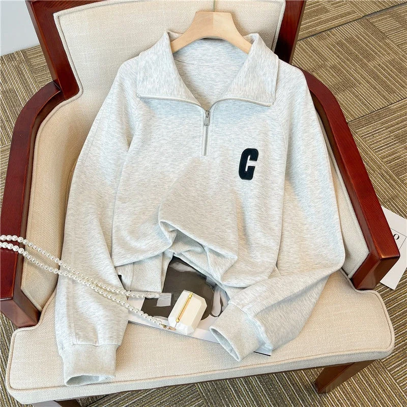 Loose  Neck Sportswear Set for Women Spring Autumn Fashionable Sweatshirt Two Piece Set Trendy Chinese Production