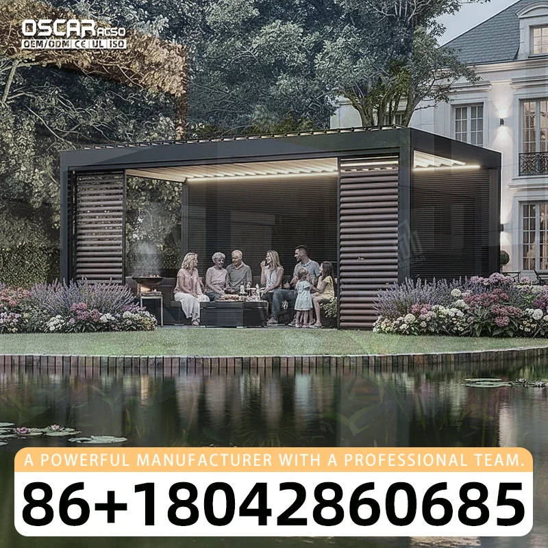 3x3 3x4 4x4 6x4m Bioclimatic Aluminium Louver Pergola Outdoor with Zip Screen for Garden Patio Backyard pergola