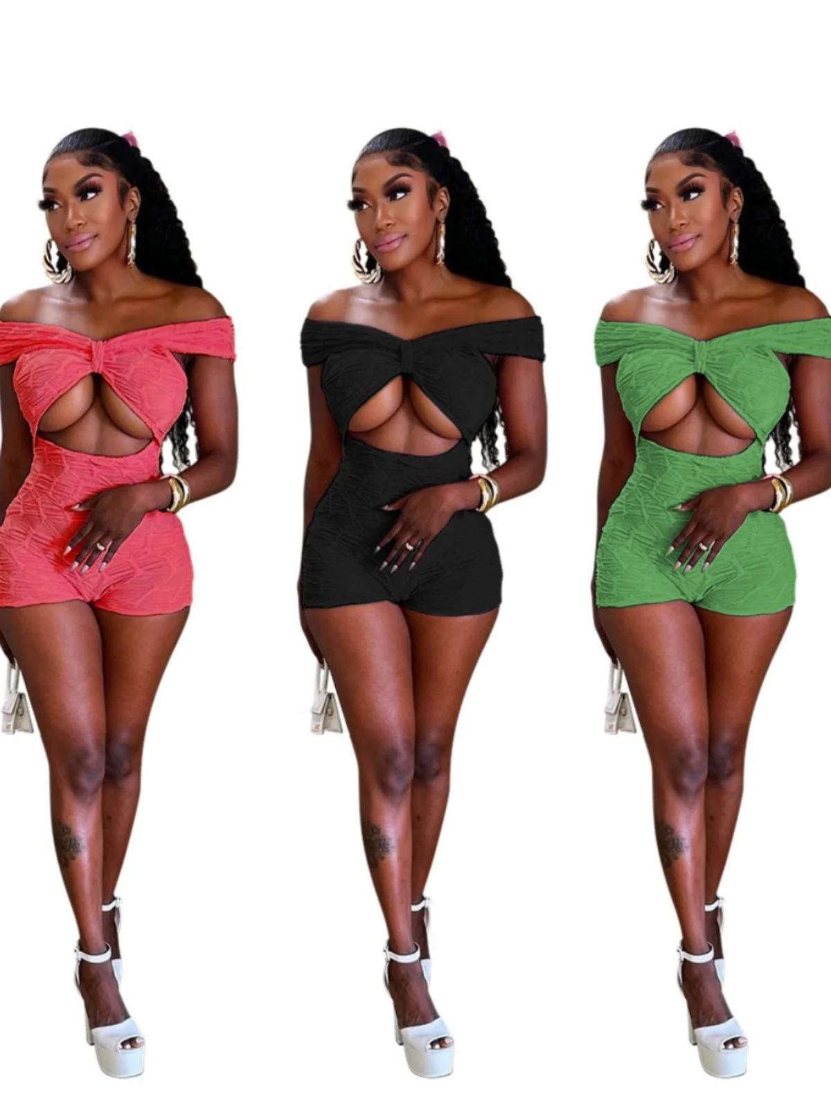 

Сексуальный облегающий комбинезон с вырезами, широкие брюки средней длины, дышащий и удобный женский костюм для лета