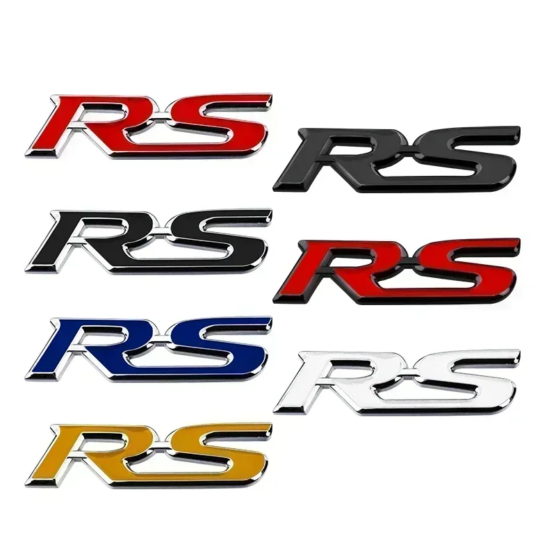 3D Metal Logo RS Badge Car Steering Wheel Emblem Stickers Accessories