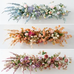 New retro wedding flower row silk flower art fake flower decoration photography props background row flower road lead flowers