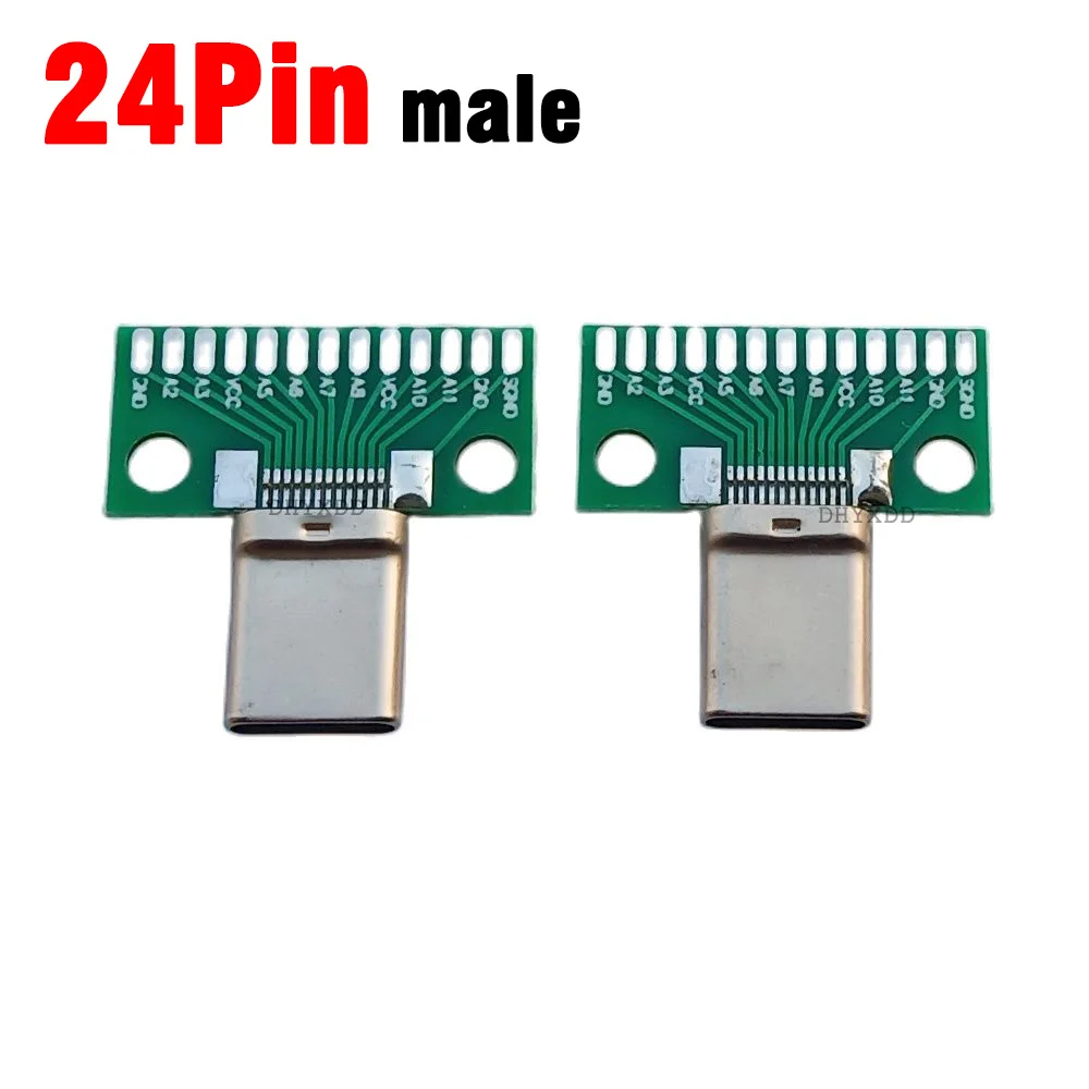 1-10PCS USB 3.1 Type C Connector 24+2P Male Plug Receptacle Adapter to Solder Wire & Cable USB-C 24P+2P TYPE-C PCB Test Board