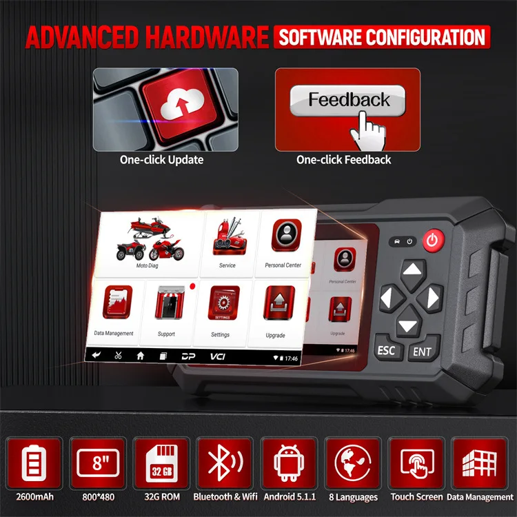 

Диагностический инструмент для мотоциклов MT500, OBD2, все системы, кодирование ЭБУ, ABS, масло 30, сброс, мотоциклетный сканер для BMWKTMSUZUKIDUCATIHONDA