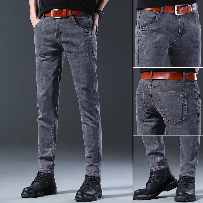 2026 New Men Spring and Autumn Korean Version Comfort Men Stretch Youth Slim Fashion  Skinny Jeans Pants Designer Clothes