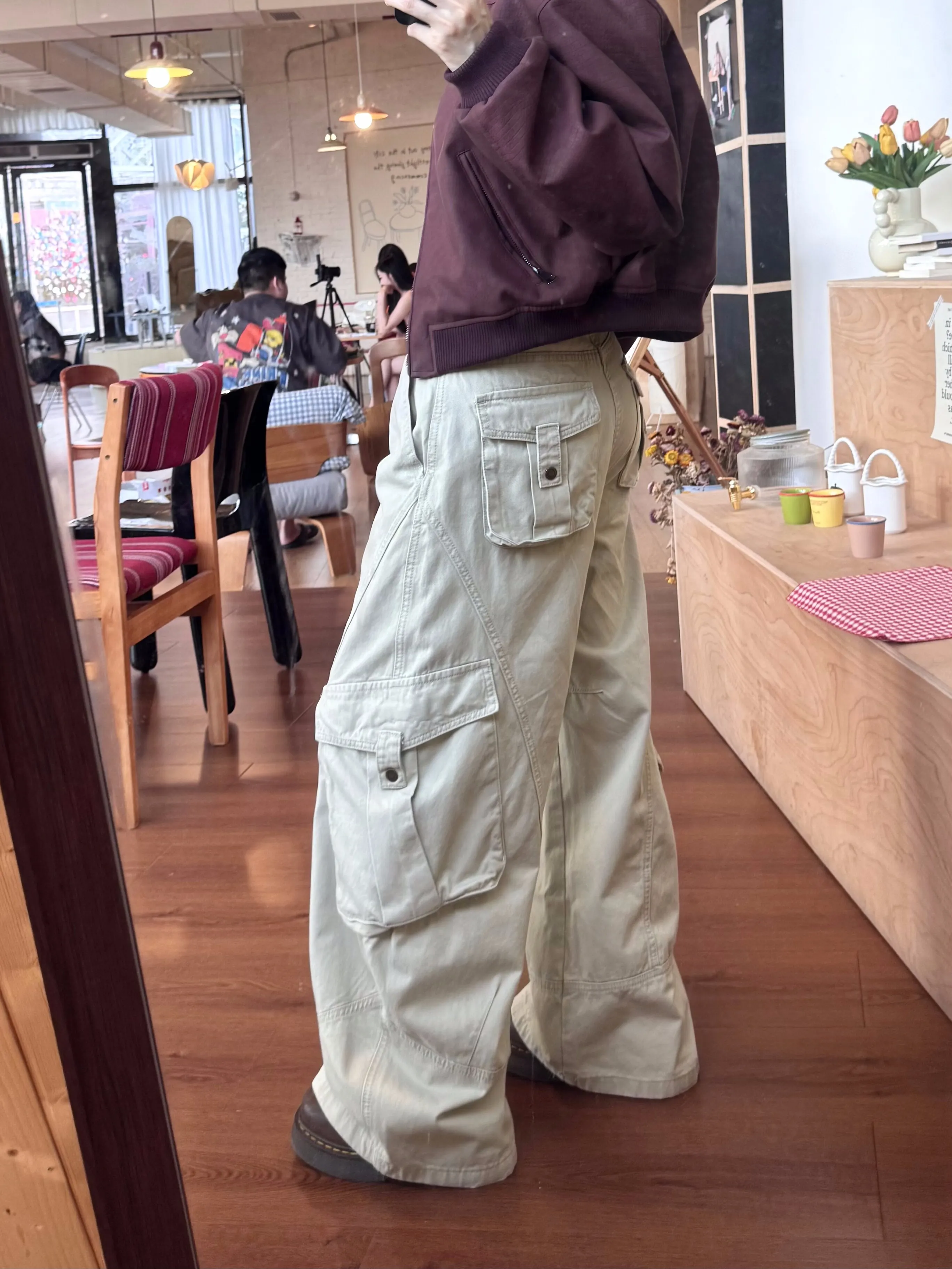 American Retro Embroidered Multi-Pocket Knife Work Pants Men's Street Long Leggings CleanFit Jeans Loose Fit mid Waist Zipper