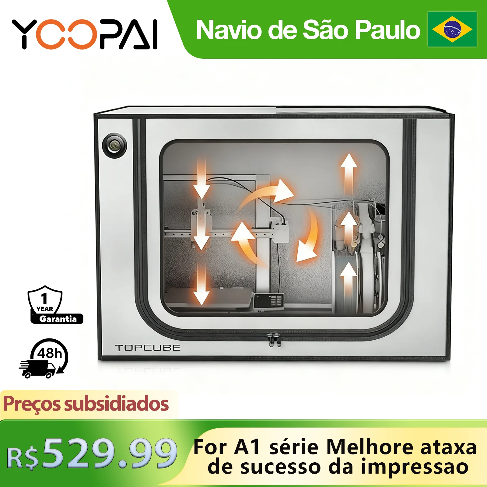 Yoopai gabinete de impressora 3D para Bambu Lab A1 Combo temperatura constante à prova d'água à prova de poeira redução de ruído melhora o sucesso