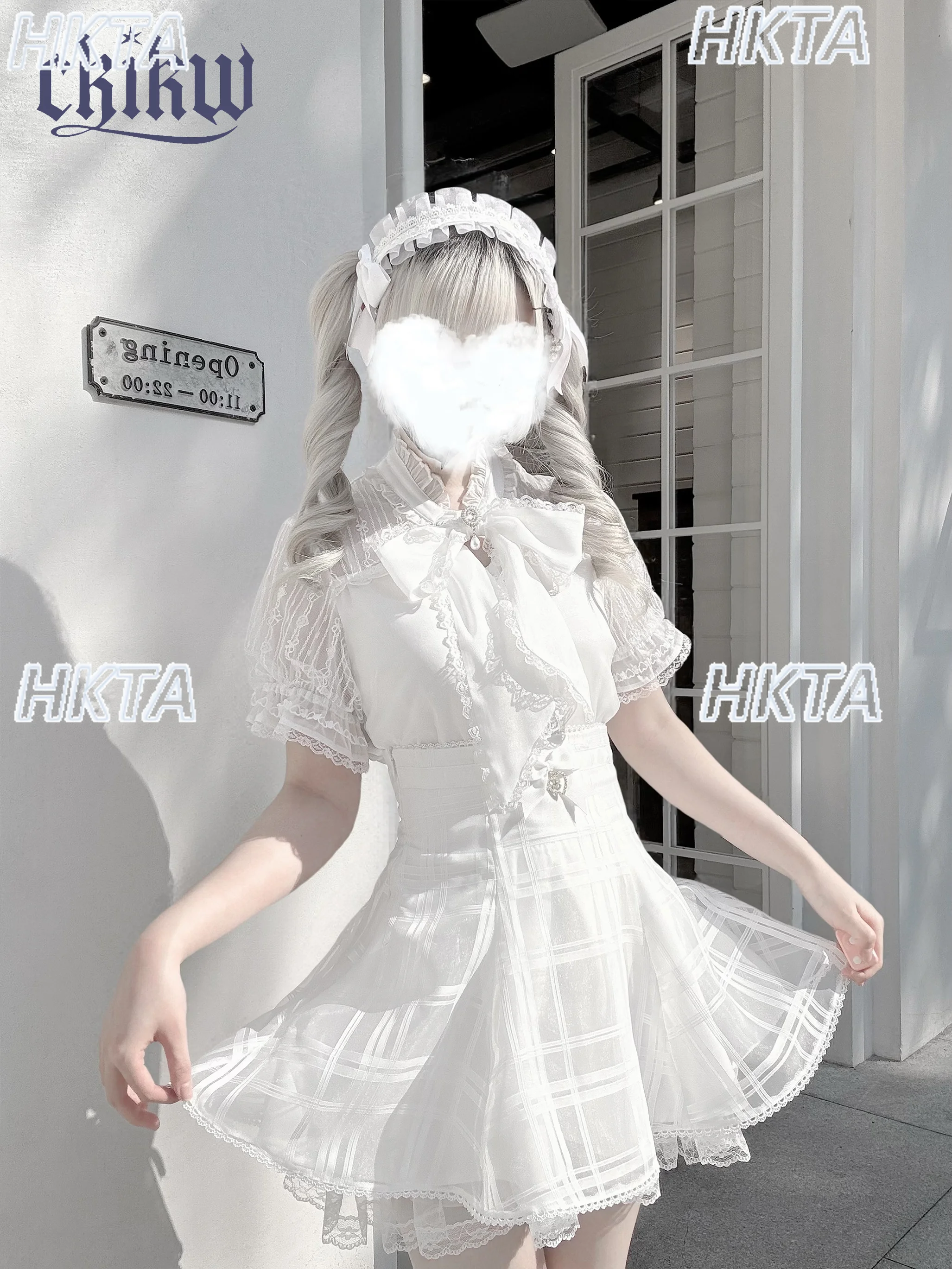 Minigonna a pieghe con cintura in vita scozzese in stile giapponese da donna Dolce e carino con cuciture in pizzo con fiocco A Line Lolita Gonne per ragazze