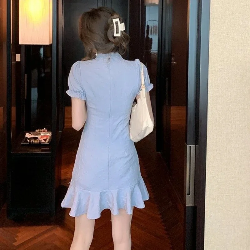 Weiches kurzes Damenkleid, Kleider für Frauen, Mini-Korsett, enge Ärmel, figurbetont, Kpop-Strand, sinnlich, sexy, elastisch, koreanische Mode-Outfits