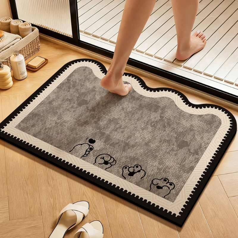 Bathroom Carpet Absorbent Non-slip Quick-drying Floor Mat Cartoon Animal Pattern Rug Toilet Entrance Area Rugs Home Decor Mats