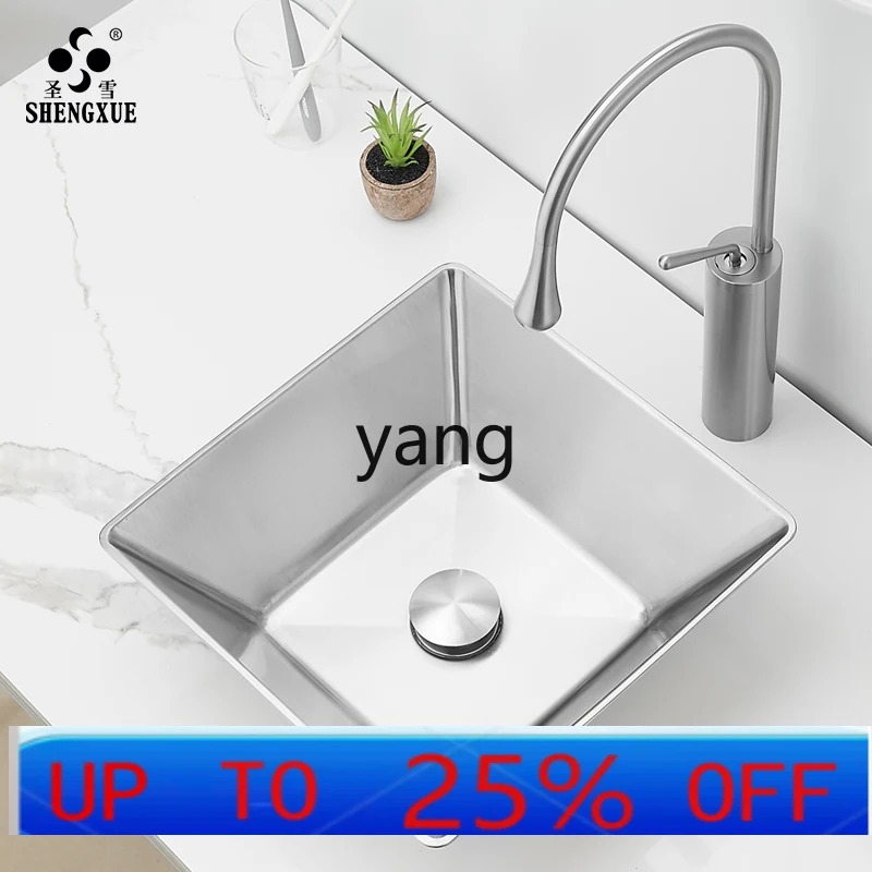 YJQ stainless steel table wash basin small apartment square art hotel bed and breakfast bathroom basin