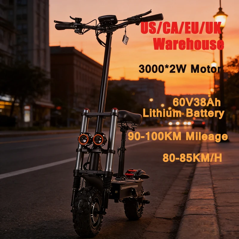 

Dual Suspension Adult Electric Scooter High-Power 200kg Max Load 60V/38ah Lithium Battery 80-85 Km/h High Speed E Kick Scooter