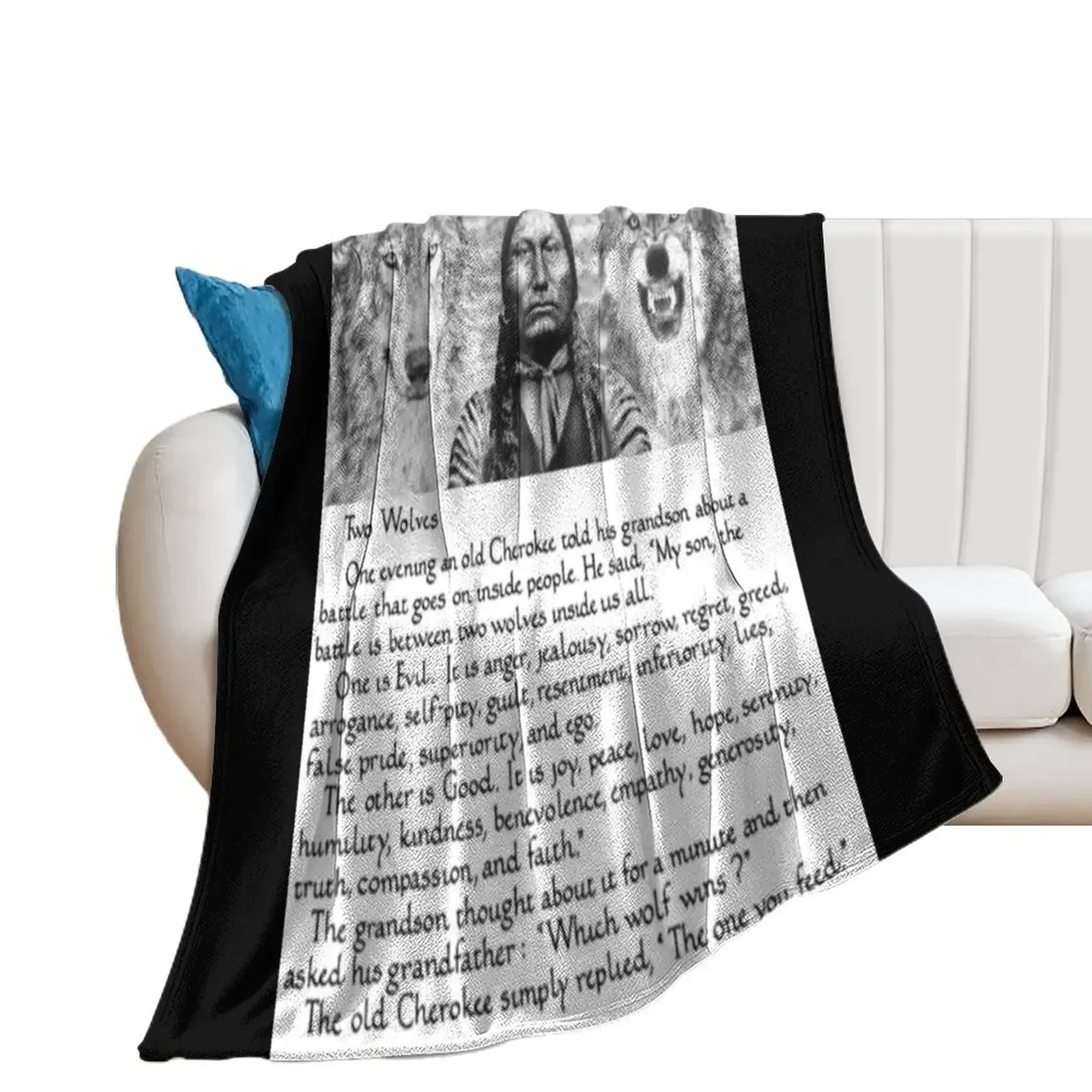 

Wise Cherokee saying/ story about 2 wolves Throw Blanket Moving Multi-Purpose Heavy Thermal Blankets