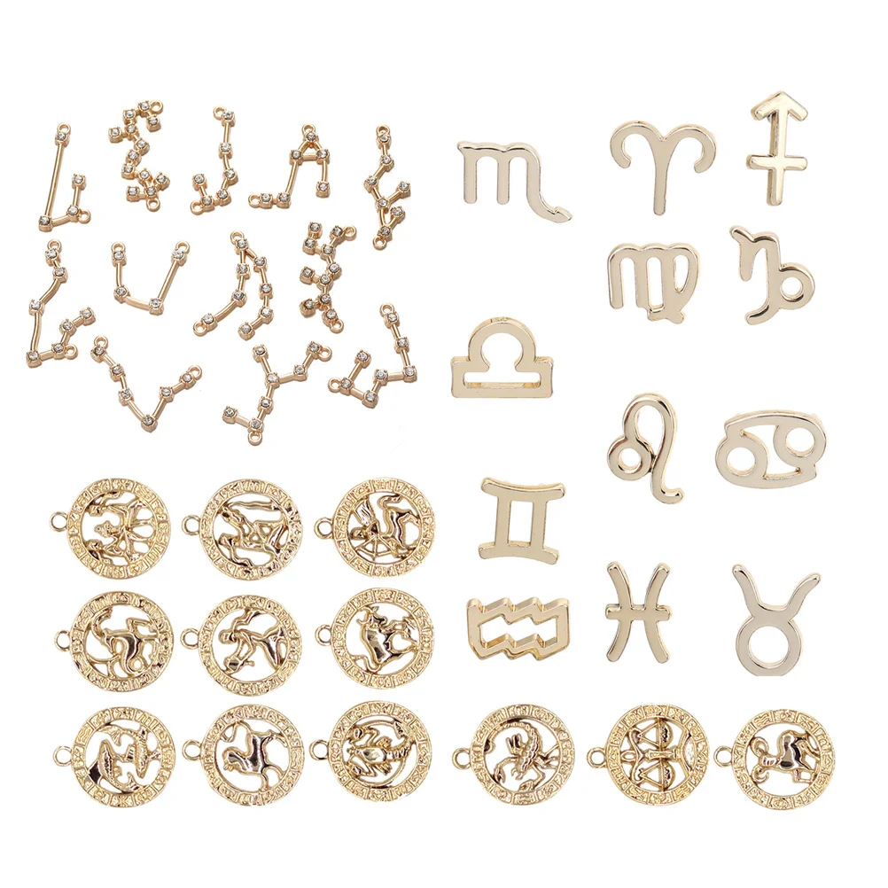 

36Pcs Zodiac Symbol Pendant Alloy Charms DIY Jewelry Making Accessories Creative Necklace Bracelet Hanging Charms