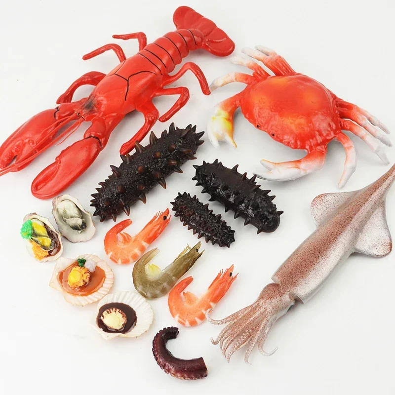 Modelo de simulación de langosta grande, cangrejo, camarón falso de Río, pepino de mar, juguetes de plástico para niños, adornos de restaurante de mariscos, 1pc