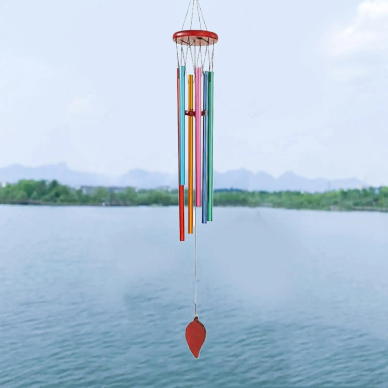 Garden Patio Wind Chimes with 6 Colorful Tubes Melodious Sound Decorative 9.5cmx77cm for Front Porch Decor Sturdy Versatile