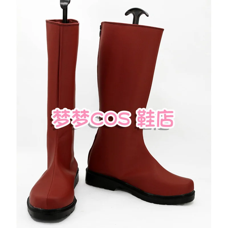 Anime ONE PUNCH-MAN Saitama Cosplay Shoes Red Medium-long PU Leather Flat Sole Boots For Halloween Carnival
