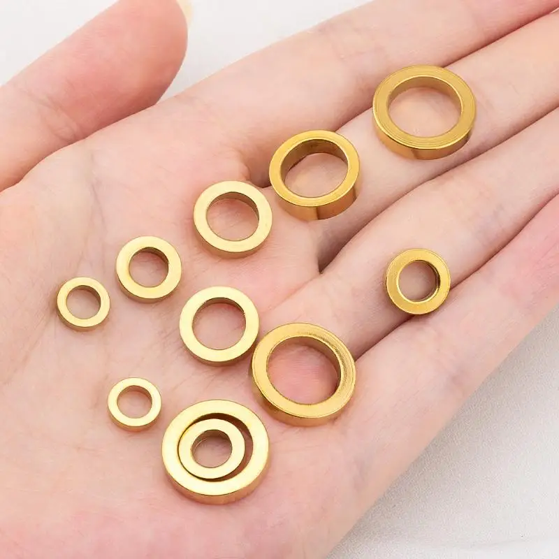 10 Stück Edelstahl-Abstandshalter-Perlen mit großem Loch, flach, rund, für DIY-Armbänder, Halsketten, Bastelarbeiten, Schmuckherstellung, Material – Detail 5