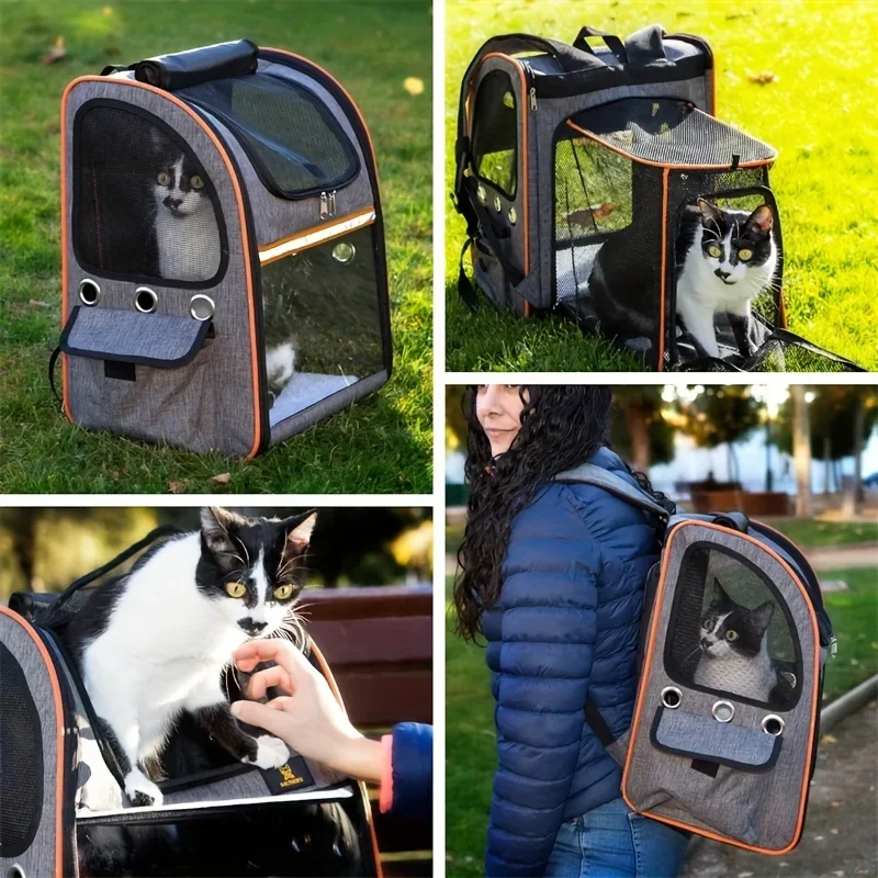 FurStarPortable Cat Backpack Comfortable Foldable Expandable Pet Backpack For Cats Small Dogs Breathable Mesh For Outdoor Activi