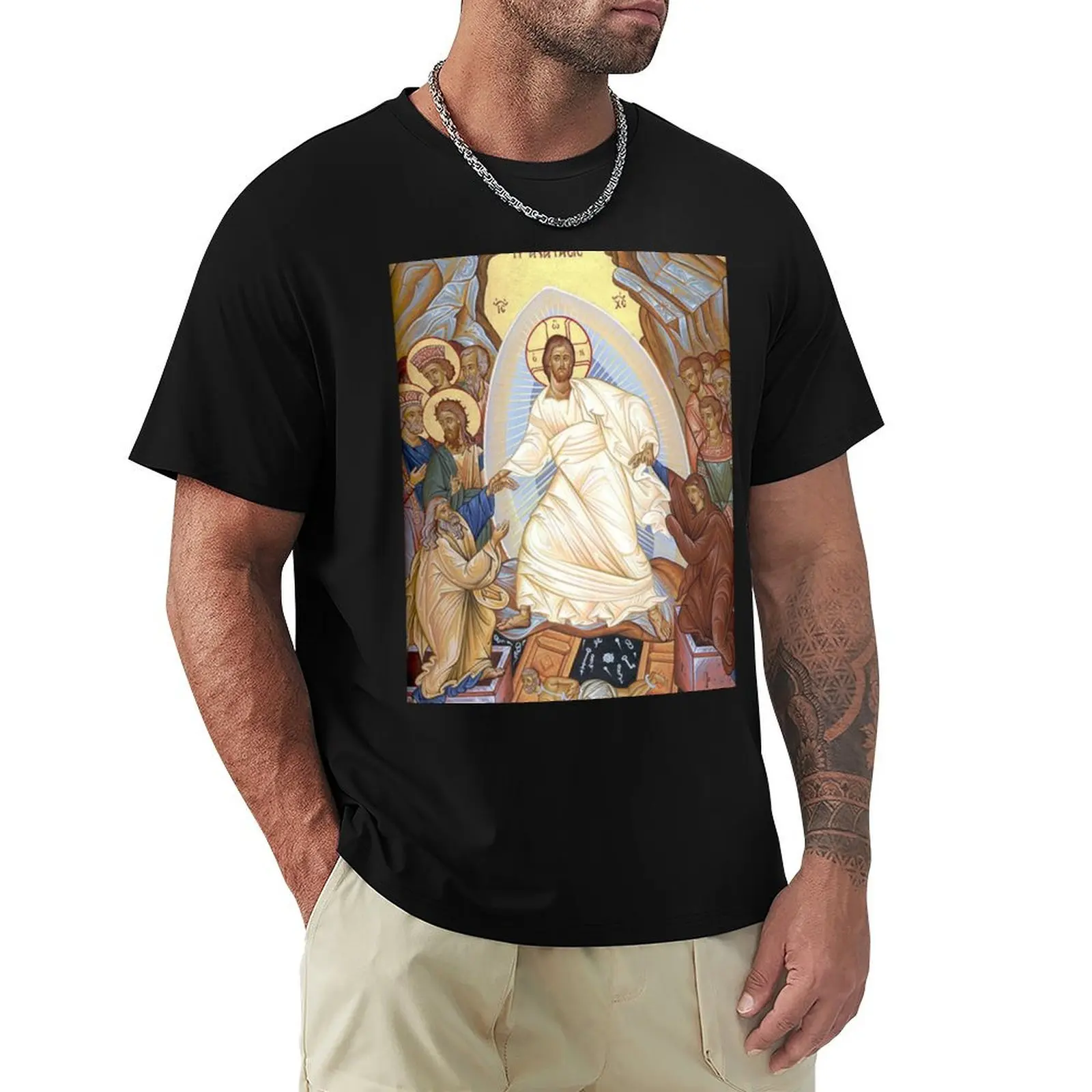 Easter: Icon of the Resurrection T-Shirt Basic Plain Short Sleeve Crew Neck Tee