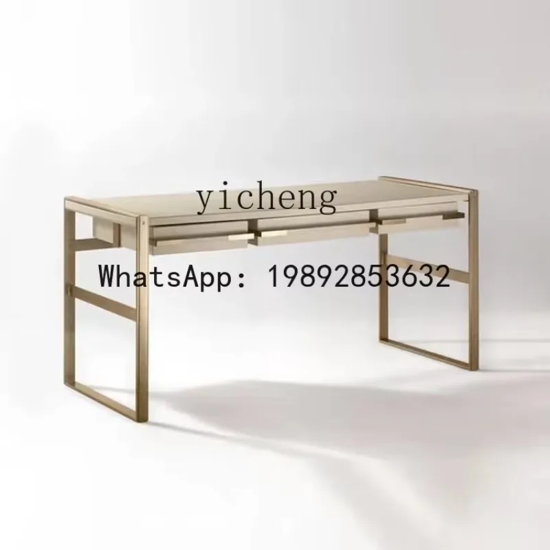 

BGZ Stainless Steel Plate Computer Desk Champagne Gold Writing Household Desk