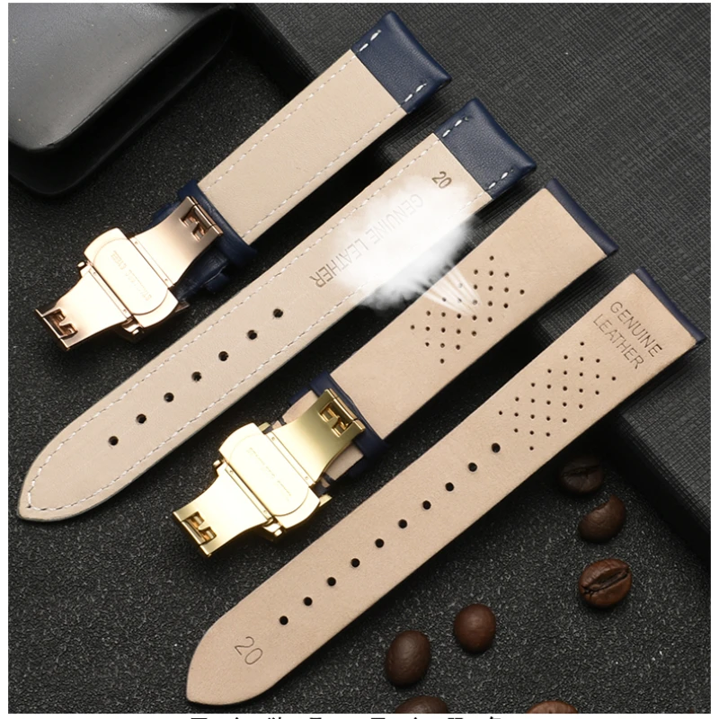 Genuine leather bracelet dark blue color watch strap watchband 16m18mm 20mm 21 22 23mm Calfskin Leather Watch Strap accessories