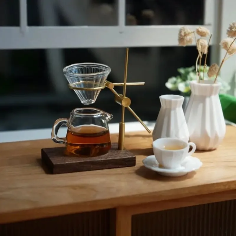 Casa de boneca em miniatura, mini modelo de suporte de café feito à mão para 1/6 bjd/ob11 barbeis, acessórios decorativos de móveis