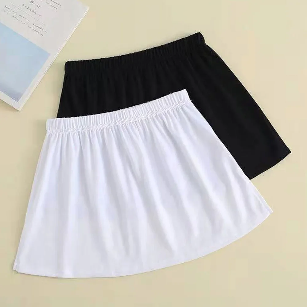 Girl Mini Skirts Student Schoolgirl Solid Cotton Casual Cover Hips Short Street Style Thin Fake Hem Fart Curtain Bottoming Skirt