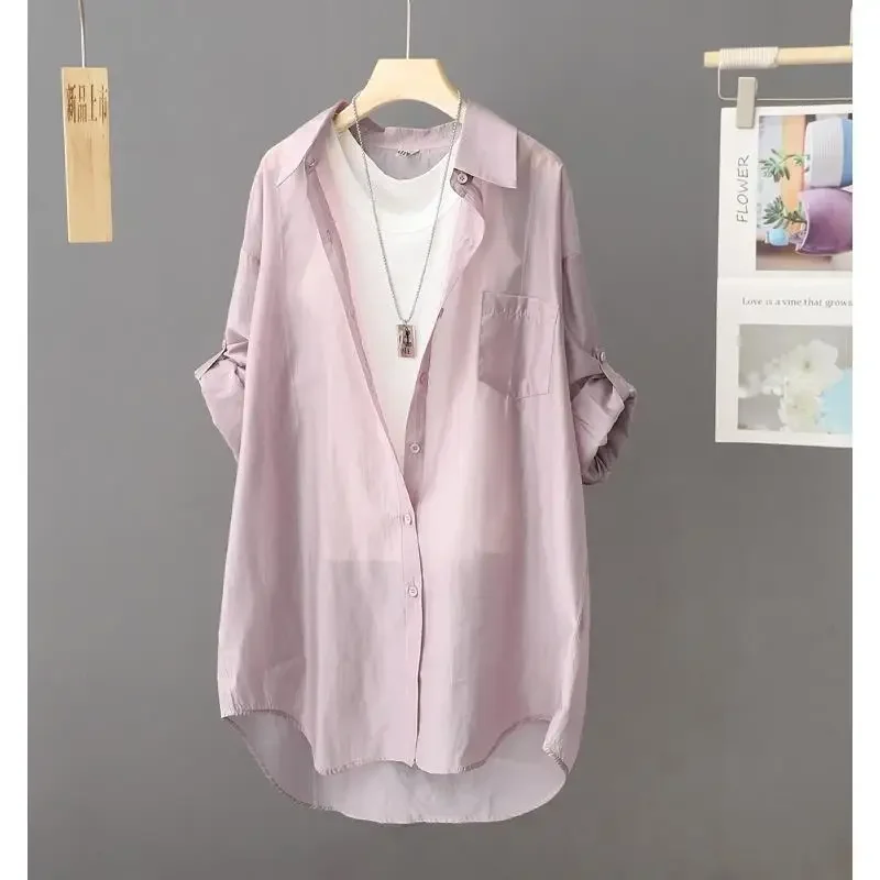 Female New 2026 Summer New Very Fairy Sunscreen Shirt Versatile Shirt Jacket Breathable Thin Micro-transparent Sunscreen Clothes 3