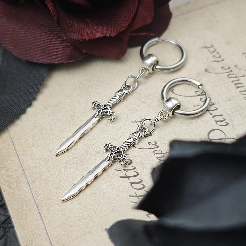 Gother Punk Dagger Drop Earrings For Women Men Vintage Sword Earring Silver Color Goth Halloween Cosplay Fashion Jewelry image 3