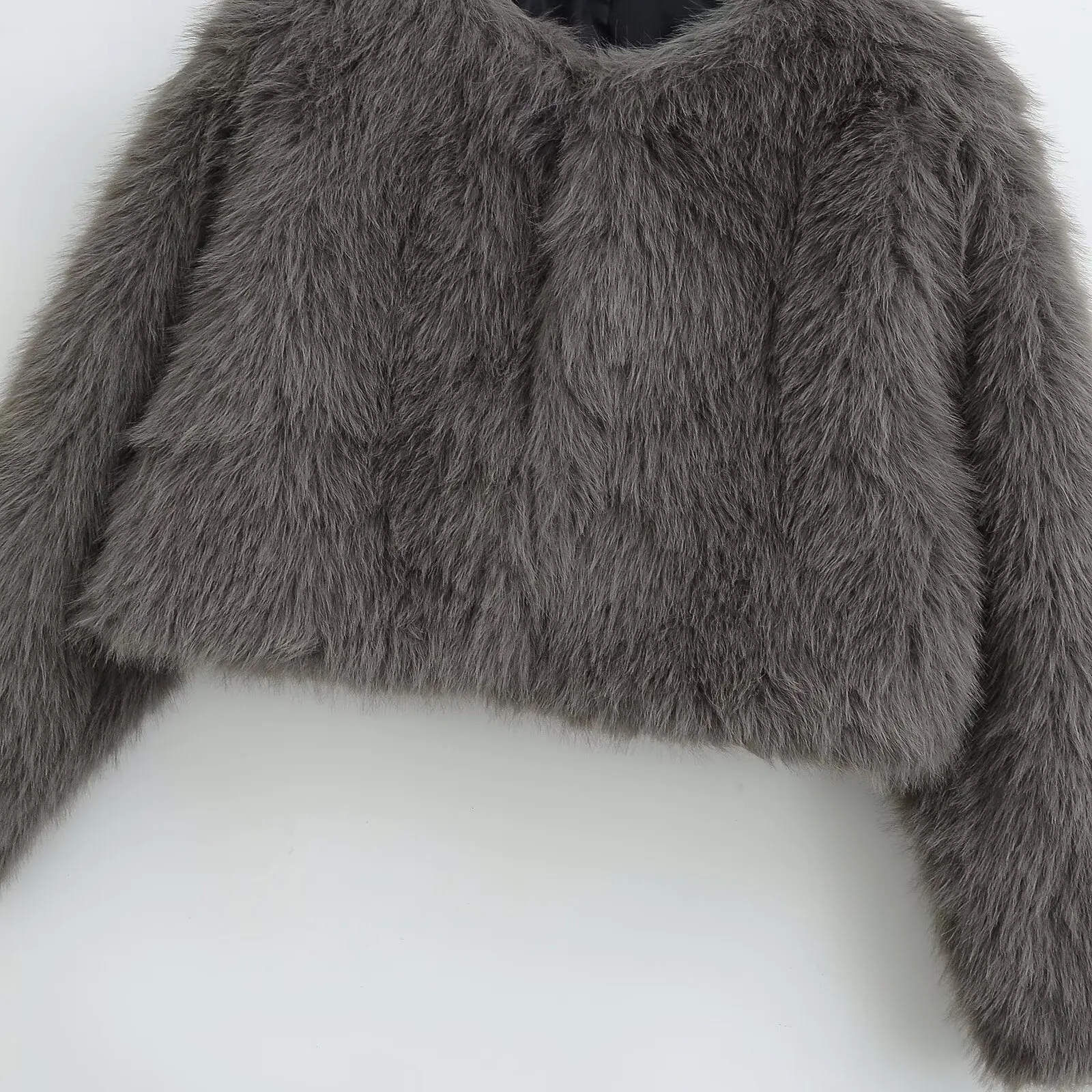 JNLEAOG Abrigo Corto de Piel Sintética para Mujer, Diseño de Moda de Invierno, E, Cortavientos, de Fibra de Poliéster,...