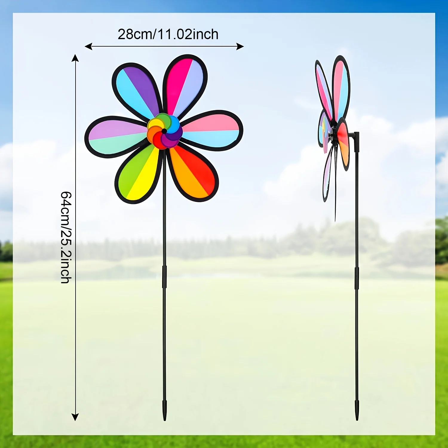 4 PCS Colorful Wind Spinners Lawn Pinwheels Windmill Party Pinwheel Wind Spinner for Patio Lawn & GardenPinwheel Garden Signs