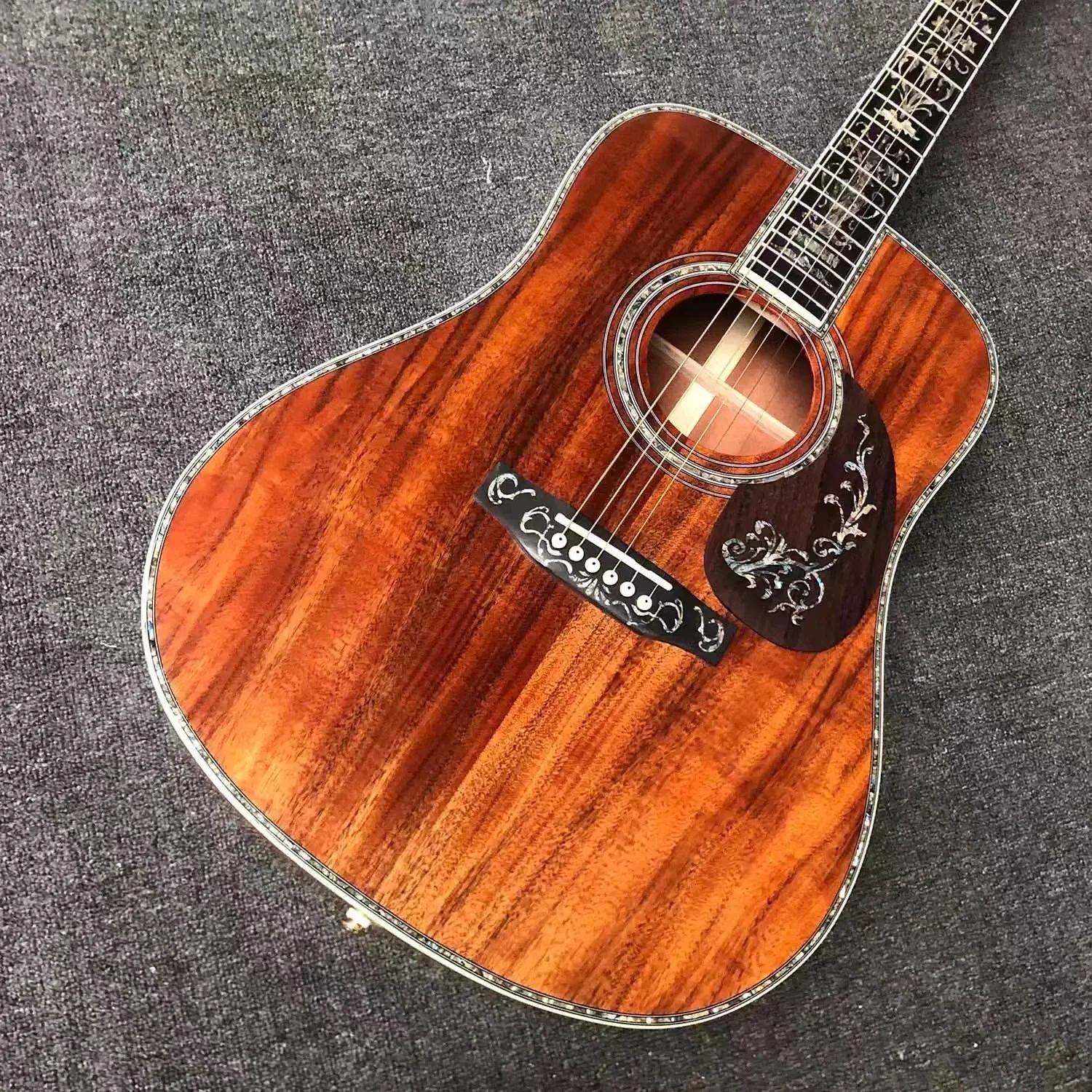 جيتار صوتي فاخر من سلسلة D45 مقاس 41 بوصة مصنوع من خشب السنط الكامل